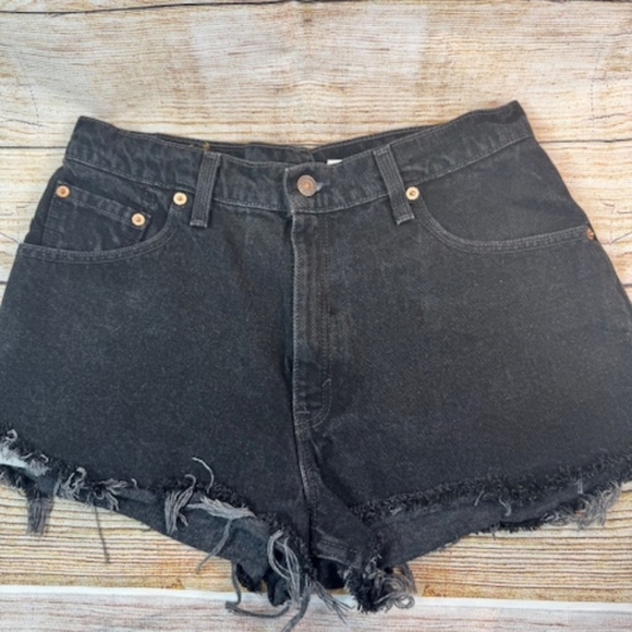 Levi's 550 Black Denim Shorts Size 1$ - Picture 1 of 5